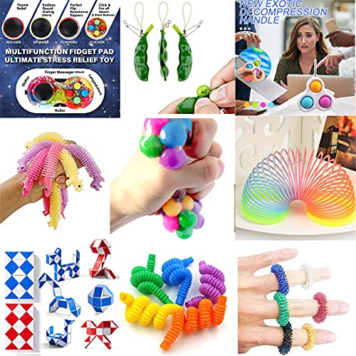 VINMEN Pacote com 36 peças Fidget Packs Fidget Toy Set Fidget Toys Pacote com Sensorial Pop Push em