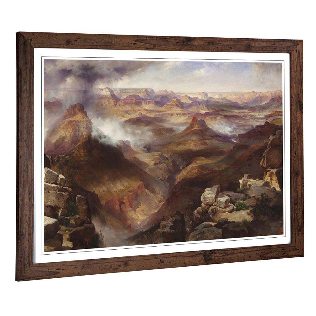 Big Box Art Framed Print of Thomas Moran Grand Canyon of Colorado Design | Wall Art Picture | Home Decor for Kitchen, Living Room, Bedroom, Hallway, Walnut, A2 / 24.5x18 Inch / 62x45cm