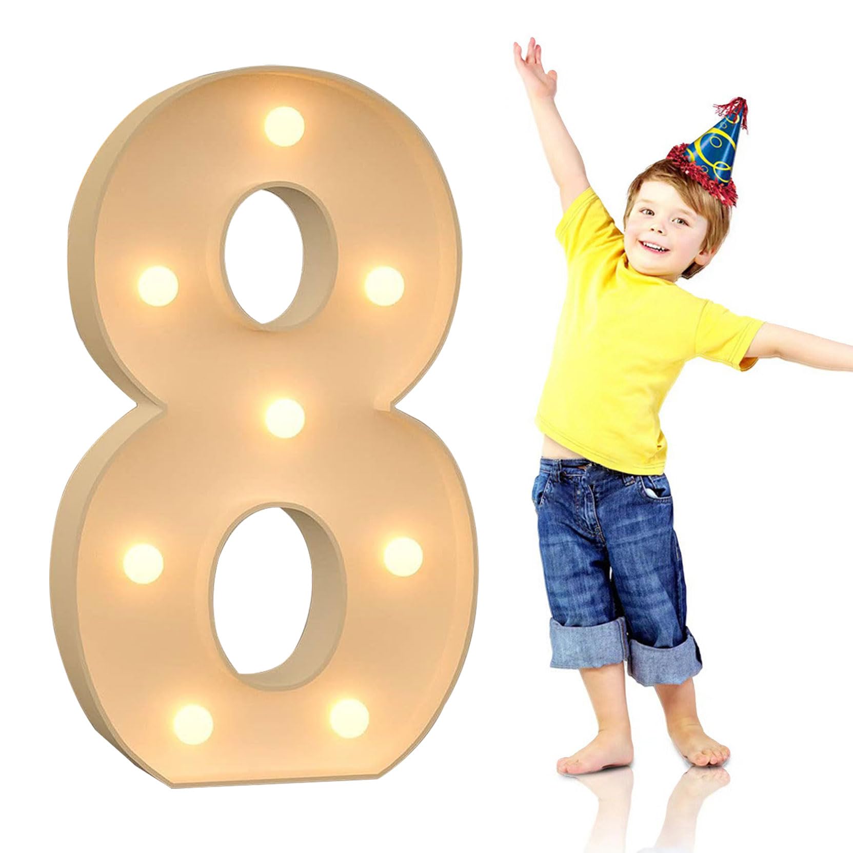 Chiffre 8 lumineux 100 cm en mousse prédécoupée pour kit mosaïque de ballons