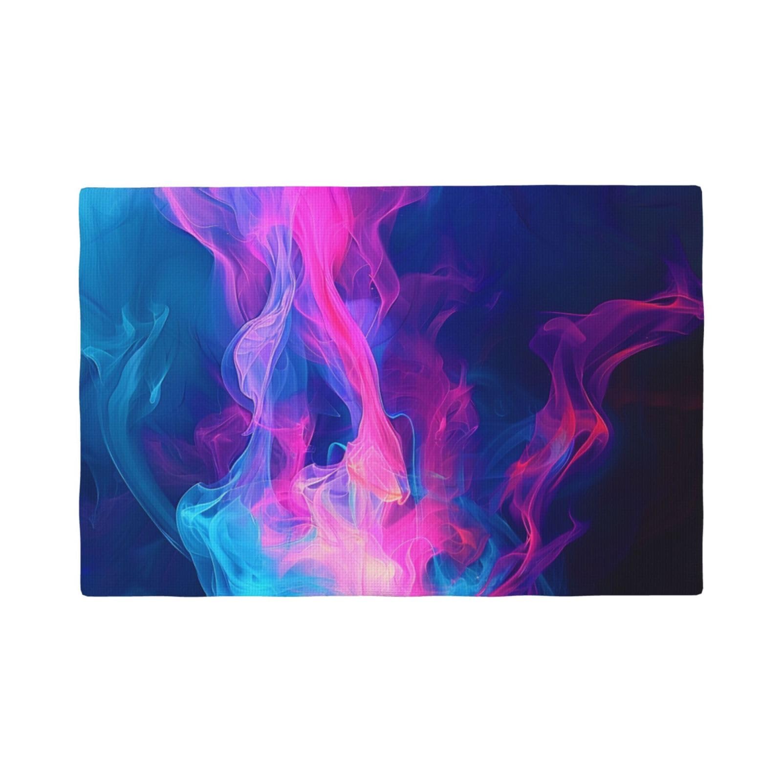 blue and fire Print Placemats Set, Heat Resistant Washable Placemat 12x18in Table Mats for Party Kitchen Dining Table Decoration Indoor Outdoor, Four Pieces