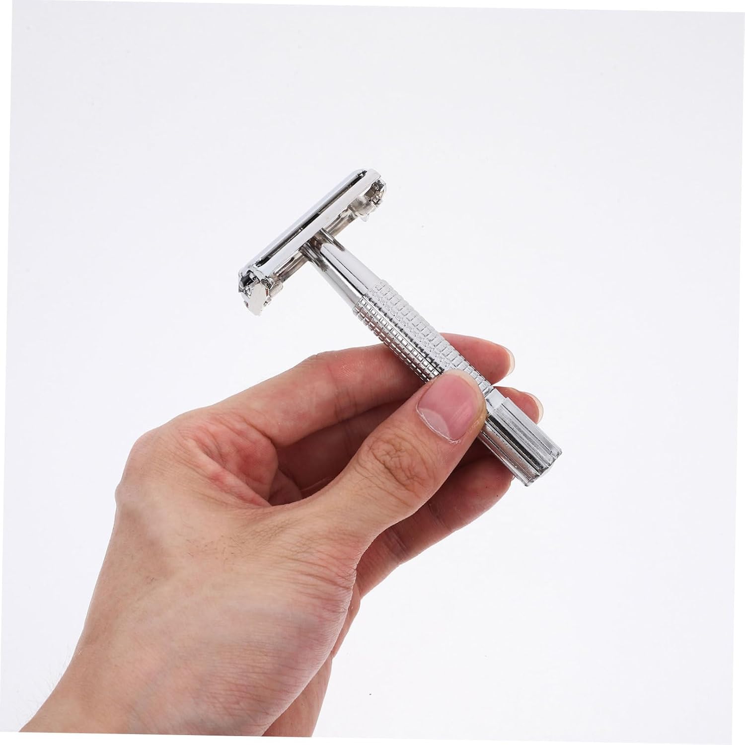 Safety Razor Manual Beard Shaver Double Edge Stainless Steel Vintage Shaving Cutter for Men Old Style Face Hair Removal with Replaceable Blades