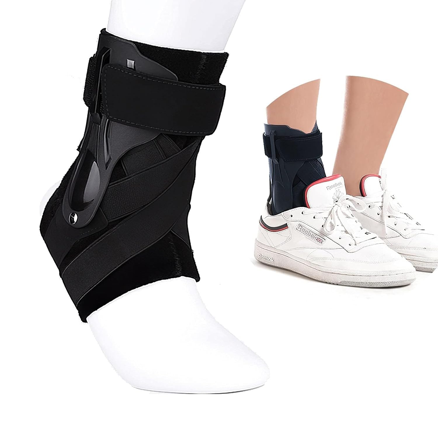 1 Pack Ankle Stabilizer Brace Arch Support for Plantar Fasciitis Relief, Foot/Heel Pain, Sprain, Basketball, Football (X-Large)