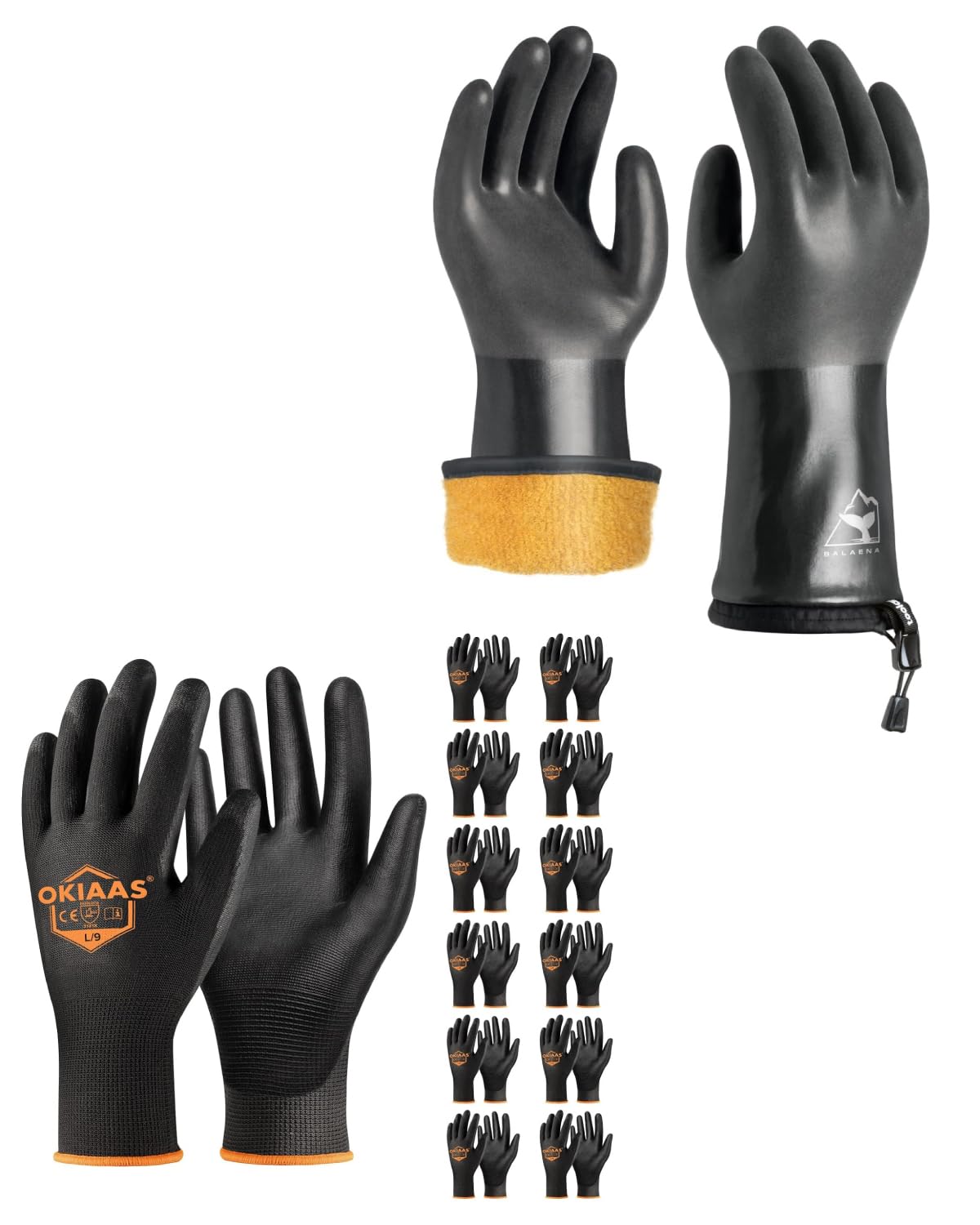 OKIAASMen's Work Gloves & toolant Waterproof Winter Gloves - Size Large