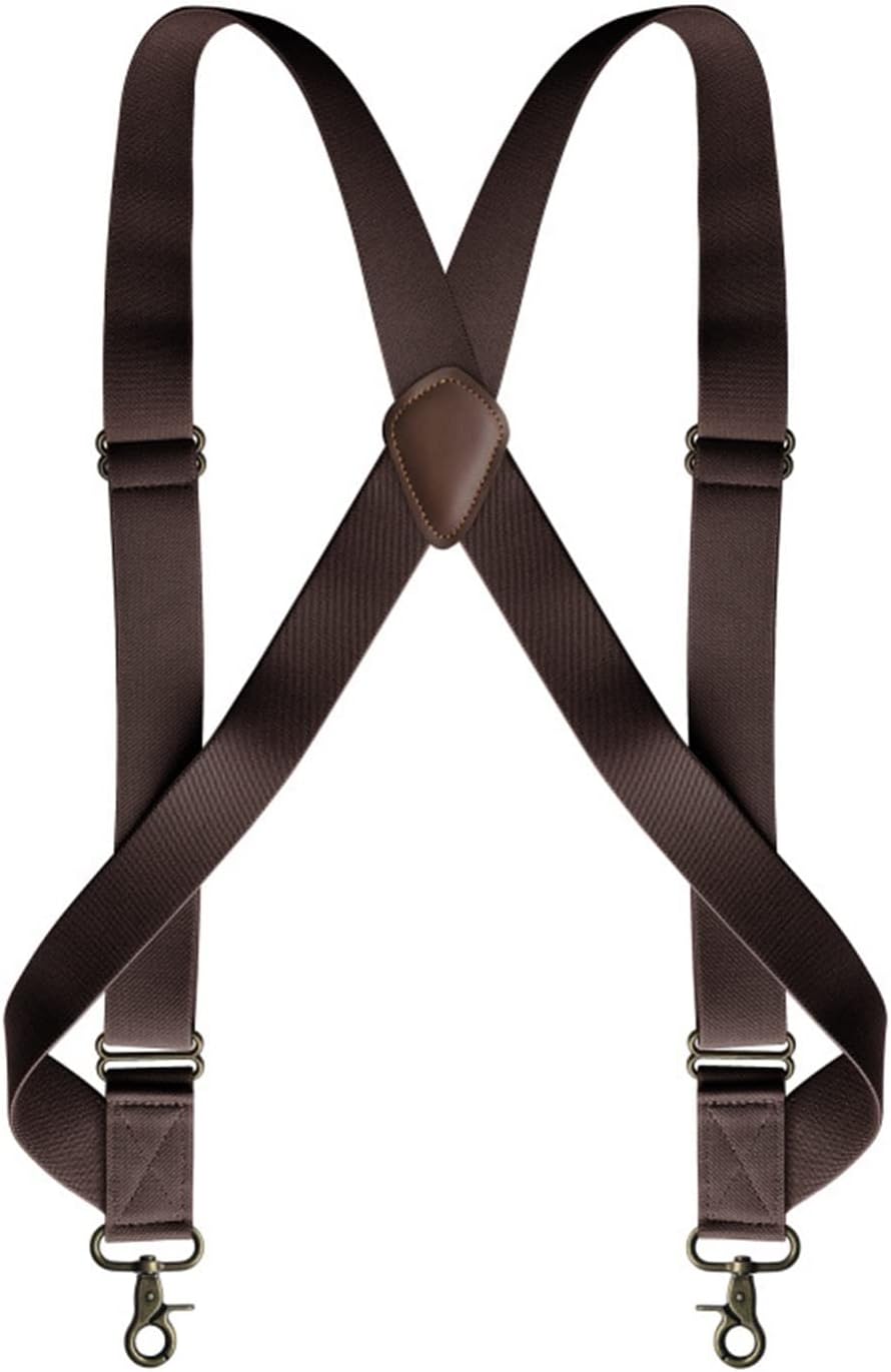 Heavy Duty Trucker Suspenders for Men Work X-Back with Hooks Adjustable Elastic Big Tall Trouser Braces