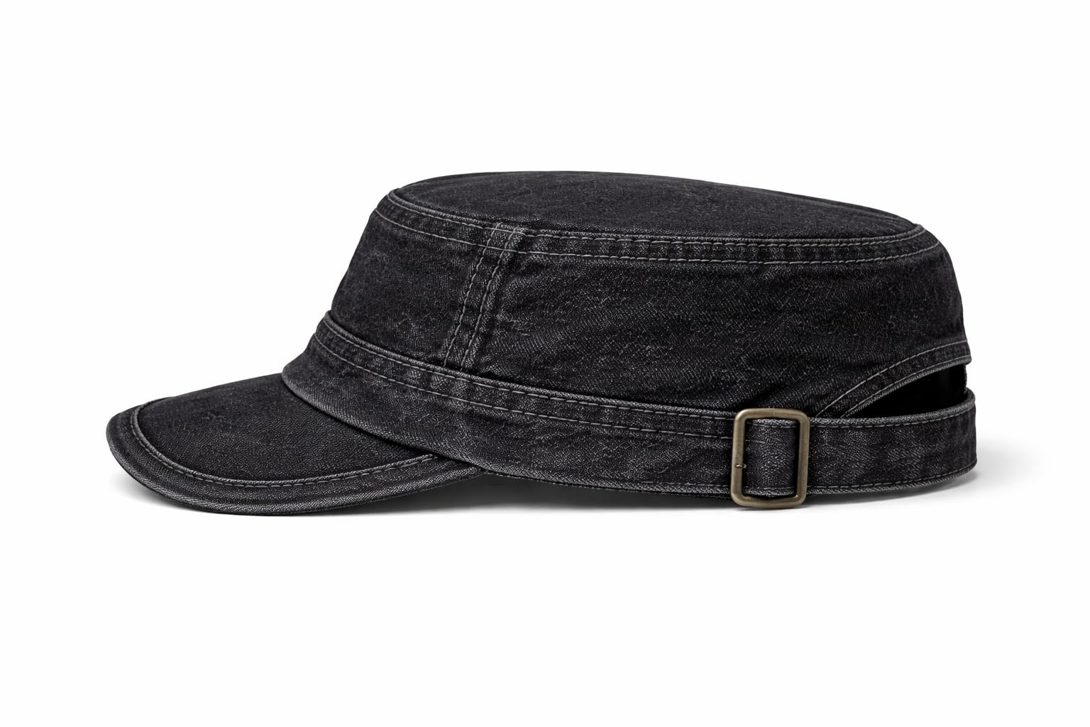 Nephar Men’s Denim Cap | Classic Flat Top Casual Hat | Blue | Free Size | Pack of 1 (Black) 2