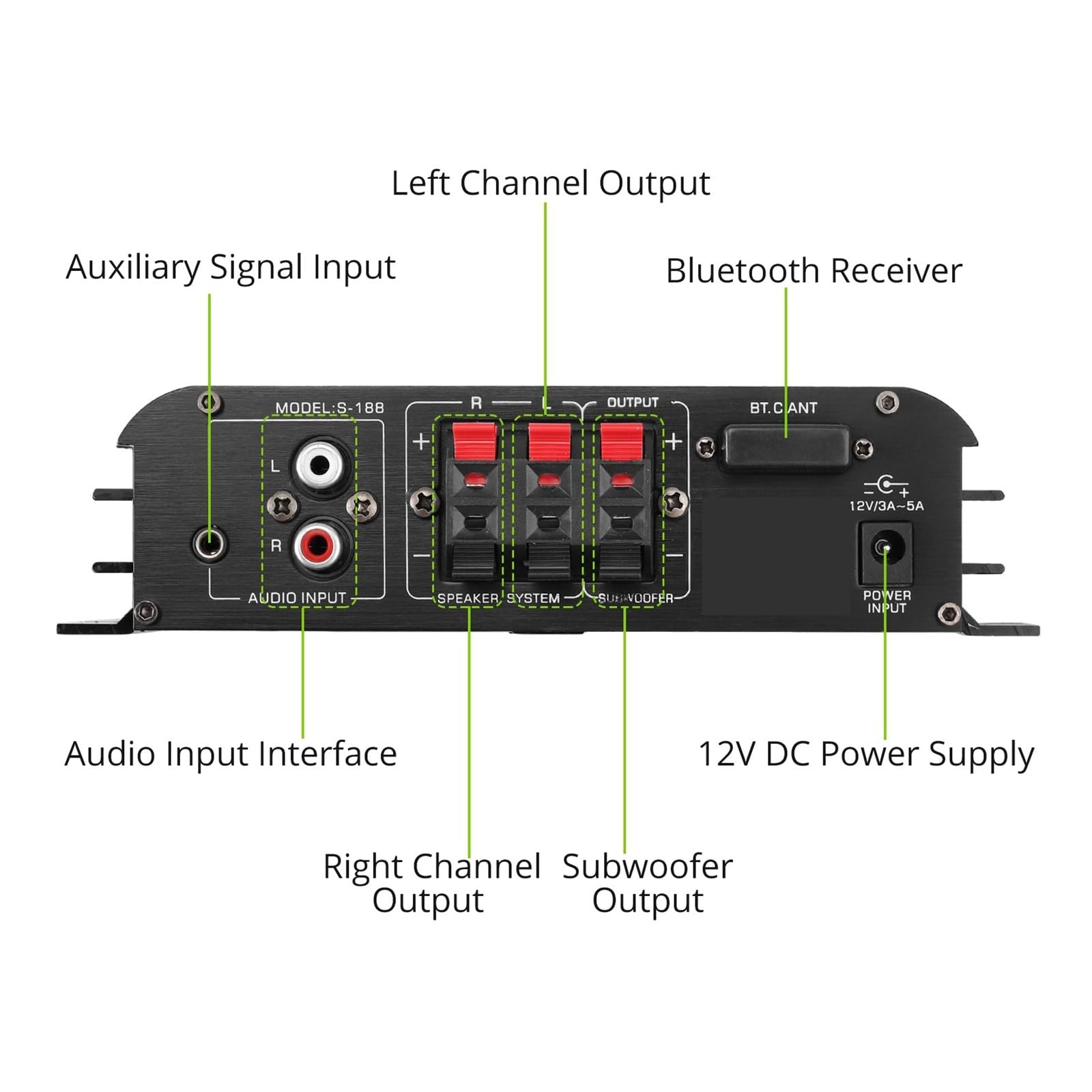 Wzmacniacz stereo Bluetooth HiFi Wzmacniacz mocy Basy i wysokie tony Odtwarzacz muzyczny Głośnik 90 W,Dokładna reprodukcja