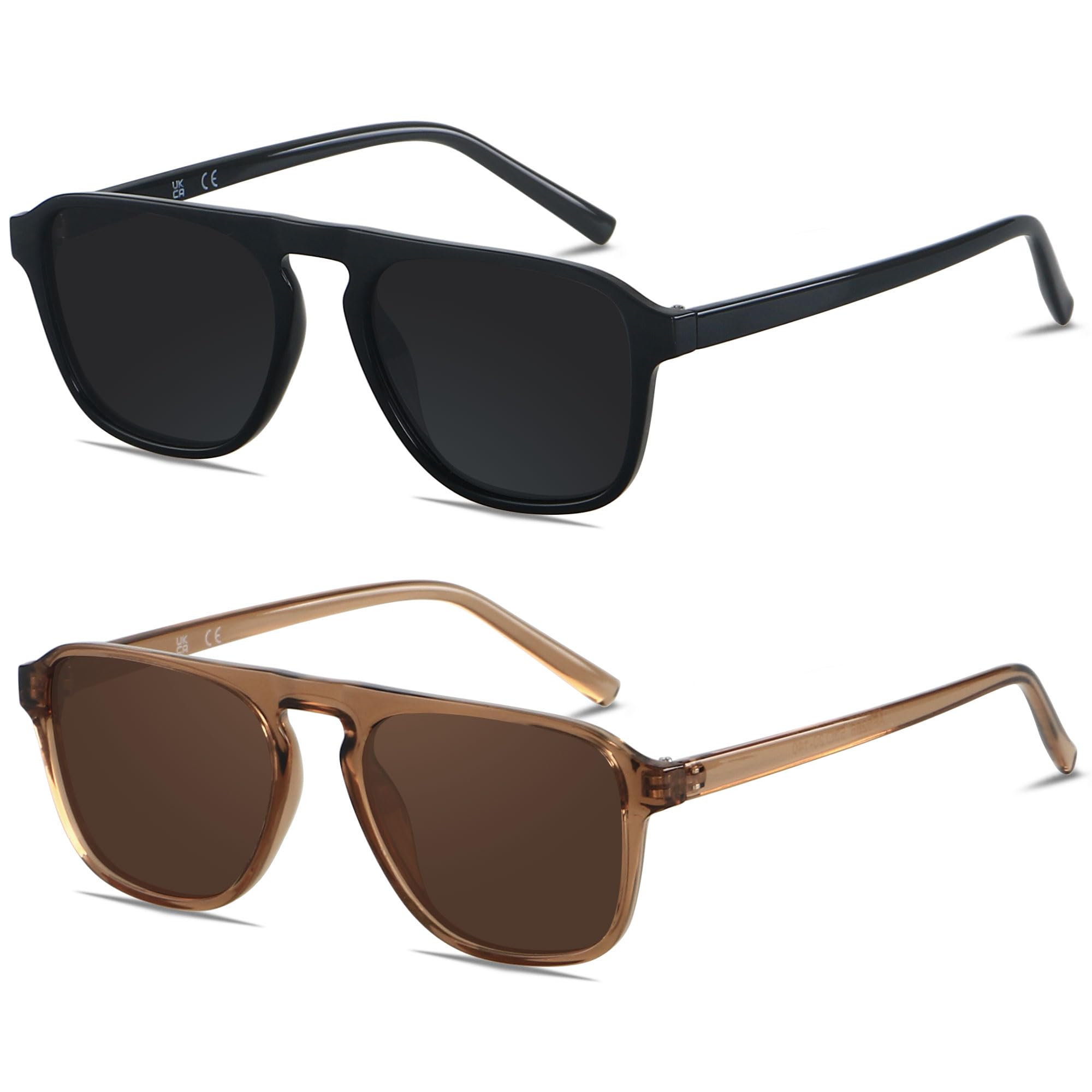 ANDWOOD Mens Sunglasses Polarized Square Aviator Modern Pilot Sun Glasses