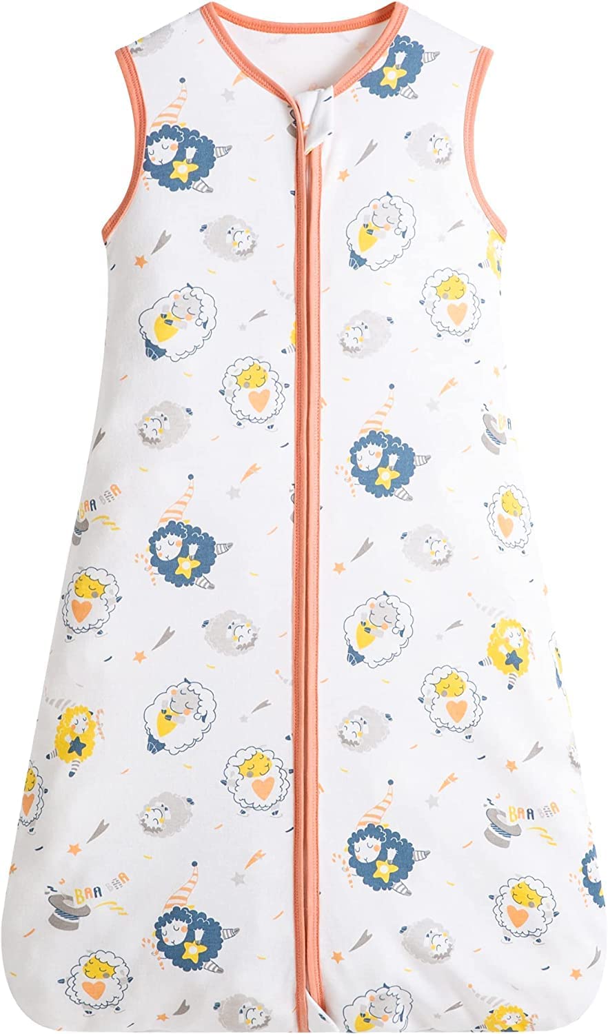 0.5 Tog Baby Sleep Sack 100% Cotton Baby Sleeping Bag Sleeveless Unisex Baby Sleeping Sack Summer (Sheep, Medium)