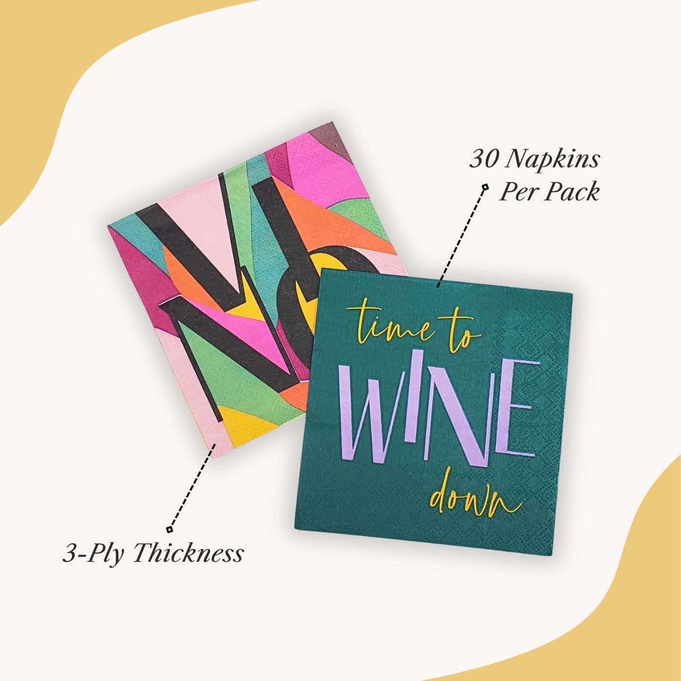 Punch Studio 30-Count Disposable Party Napkins, 5" Square, Wine Down image 3