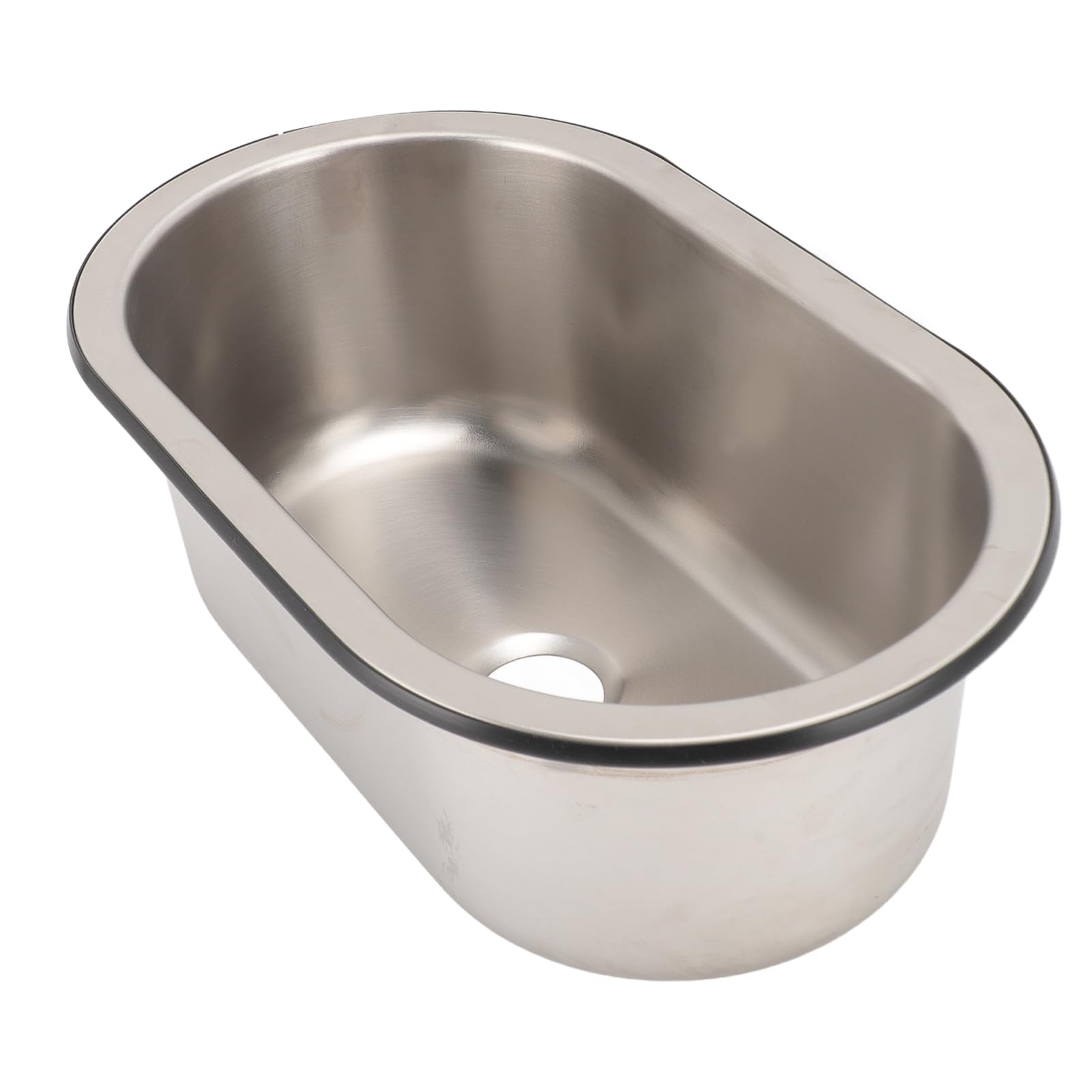 Lavello ovale in acciaio inossidabile 304, ciotola semplice spazzolata robusta per una pulizia versatile in campeggio, barca, , , auto, 13,6 x 8 x 5,2 pollici
