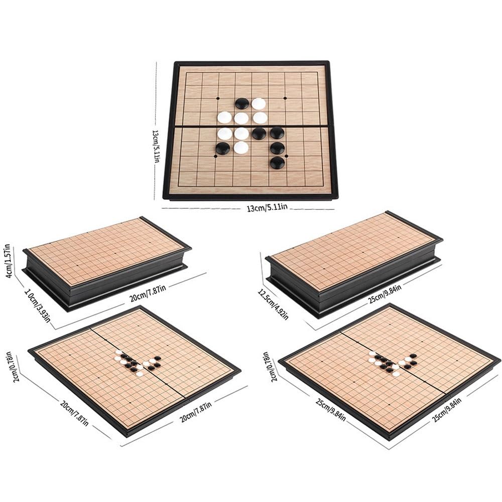 Set di scacchi magnetico Go Gomoku, gioco portatile con singole pietre convesse in plastica, strategia classica cinese for bambini e adulti scacchiera portatile(25 * 25 * 2cm)