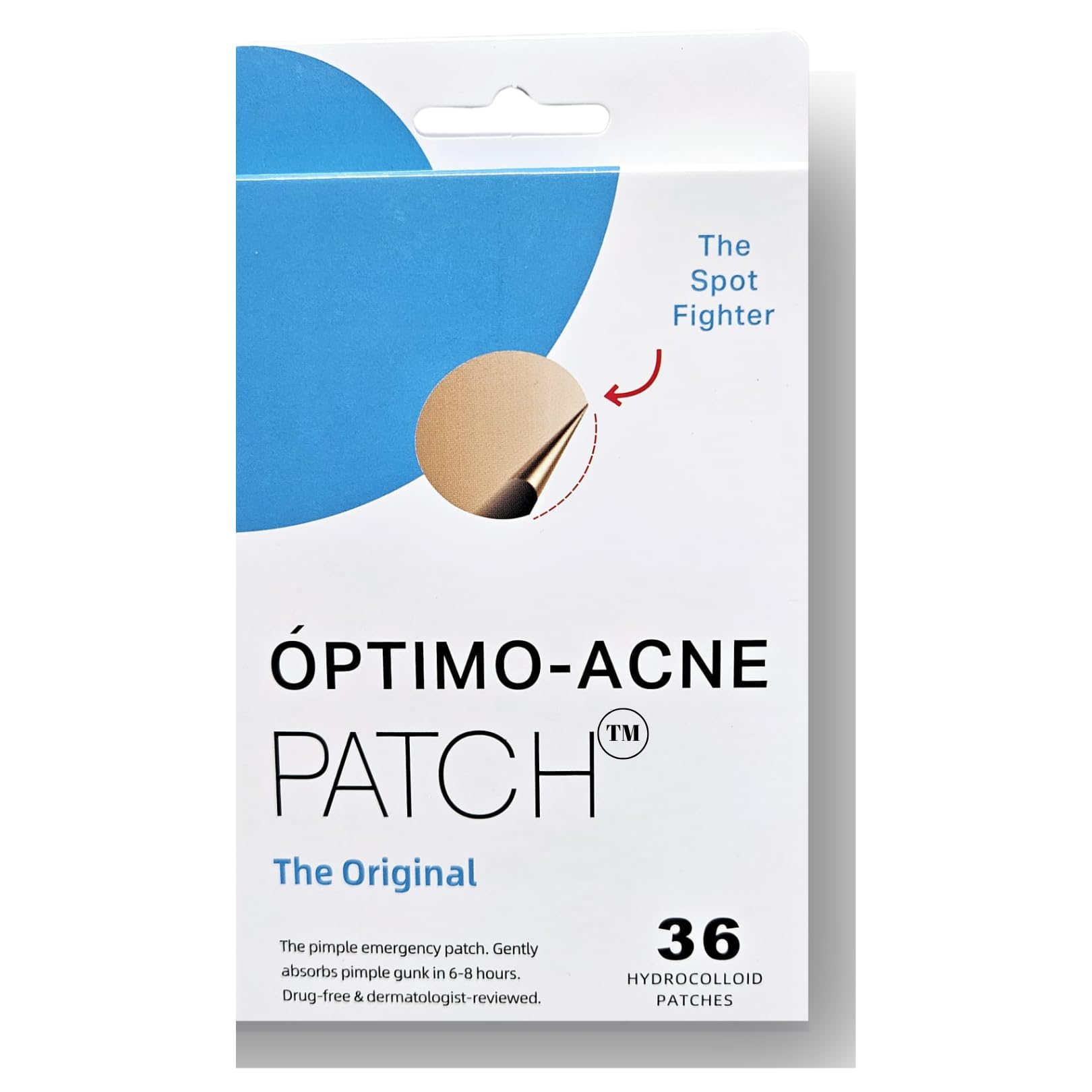 Óptimo-Acne Patch™ Original patch from Jeffy Cosmetics - Hydrocolloid Acne Pimple Patch for Covering Zits and Blemishes in Face and Skin (Pack of 1, 36, Count)