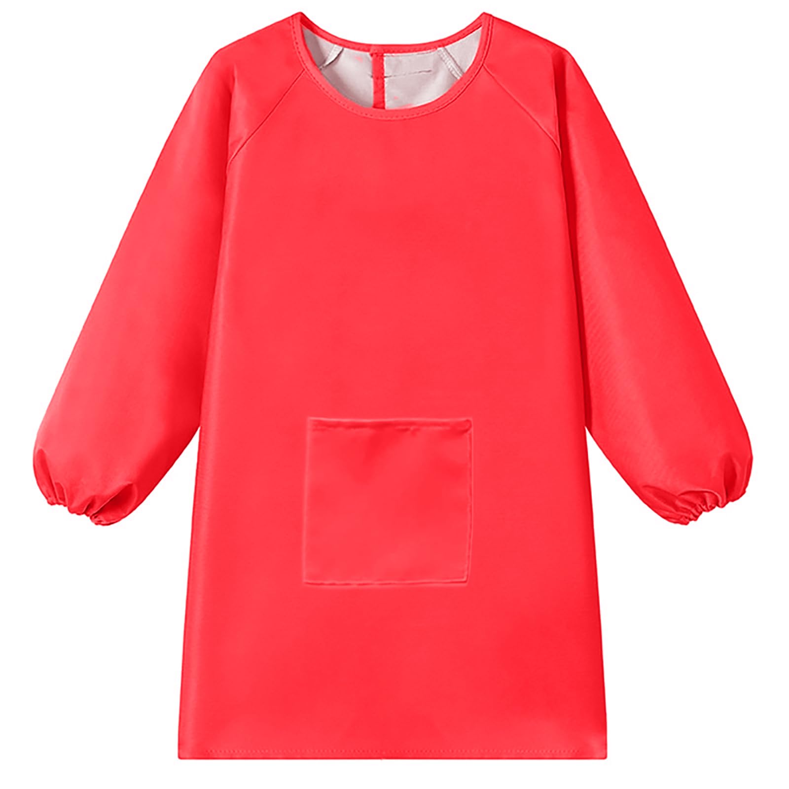 WULIQIUQIU Kids Art Smock, Waterproof Artist Painting Apron Smocks for Children Full Coverage Long Sleeve Smock with Pocket Red XL