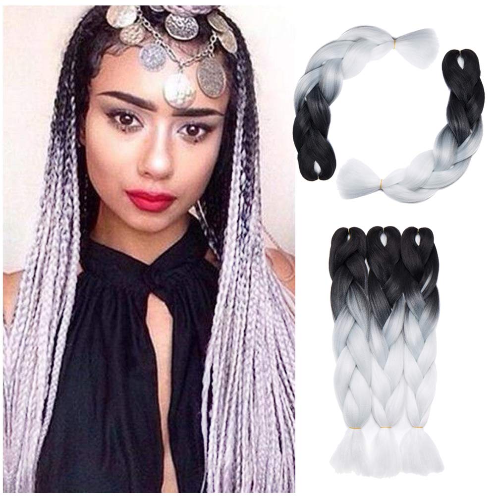 Amazon Com Ombre 24 Inch Jumbo Braid Hair Extensions Jumbo Box Braids Crochet Hair Long For Women Kids Diy High Temperature Synthetic Fiber 2 Tones Black White 5 Bundles Beauty Personal Care Amazon Com Ombre 24 Inch Jumbo Braid Hair Extensions Jumbo Box Braids Crochet Hair Long For Women Kids Diy High Temperature Synthetic Fiber 2 Tones Black White 5 Bundles Beauty Personal Care