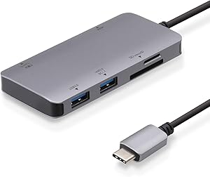エレコム USB Type-C ハブ ドッキングステーション 6-in-1 DST-C12SV/EC 100W PD対応 USB3.1 Type-C×1ポート USB3.0-A×2ポート 4K対応HDMI×1ポート SD/microSDスロット ケーブル長30cm Macbook Pro16まで充電/iPad Pro/Chromebook/Surface他対応