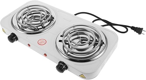 Sosoport Portable Electric Double Burner Stove Lightweight Stainless Steel Countertop Cooktop with Even Heating Overheat Protection and US Plug for