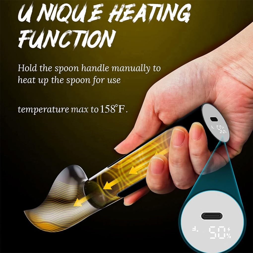Cuillère à glace à induction, chauffage pour desserts, utilisation simple et pratique, cuillère à glace en alliage, cuillère électrique, blanc