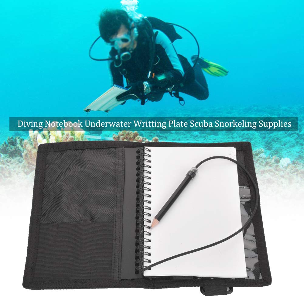 Diving Notebook, PU Coating Nylon Cloth Underwater Writting Plate Waterproof Paper Scuba Snorkeling Supplies (Red Stripe)