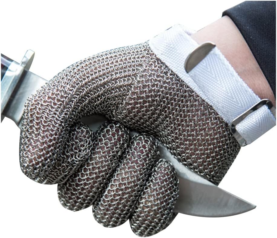 Stainless Steel Cut-Resistant Gloves, Food Clip Safety Chain Armor Gloves, for Kitchen, Dining, Gardening Woodcarving (Size : 1pcs/XXL)
