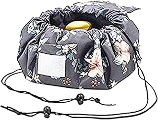Lazy Makeup Bag, Fumxin Lazy Cosmetic Bag Portable Large Travel Toiletry Bag Lazy Quick Drawstring Cosmetic Bag Pouch Storage Organizer for Women Girls,Gray,L