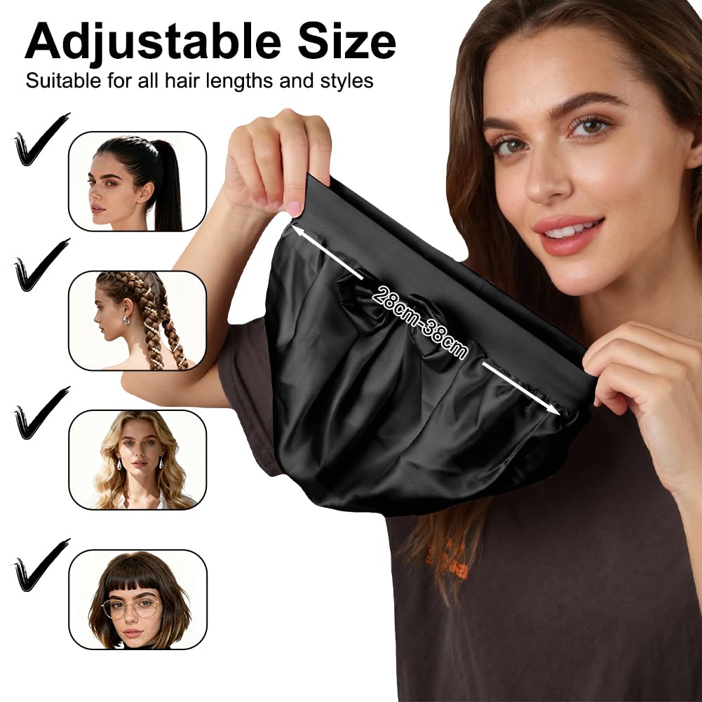 Bonnet Satin Cheveux Nuit avec Double couche 100% Soie de mûrier 22 Momme, Bonnet Soie Cheveux Nuit, Bonnets en Satin pour Charlotte Cheveuxs Locks Bouclés, pour Femmes et Hommes