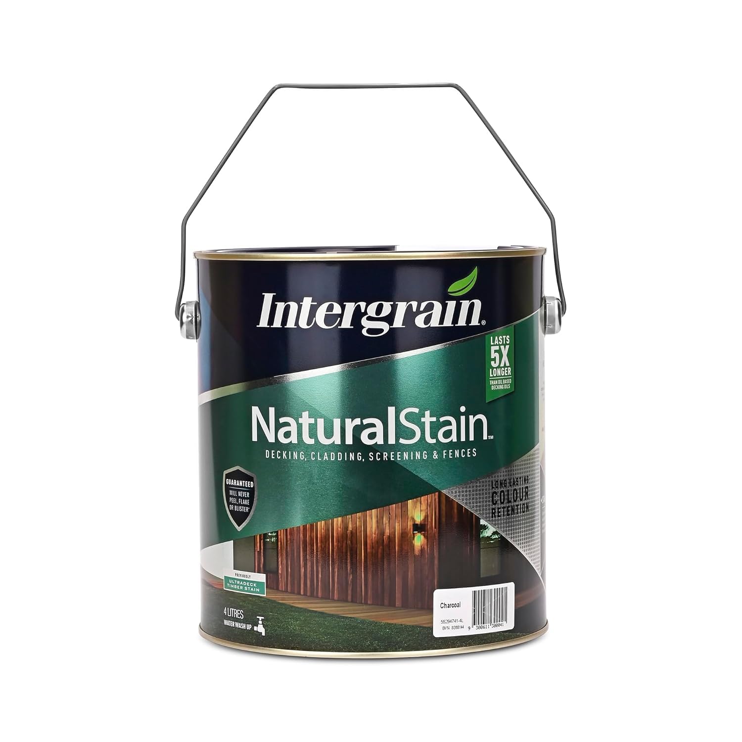 Intergrain Natural Stain – Charcoal (4 LTR) | Premium Water-Based Exterior Wood Polish & Coating for Decks & Furniture | Waterproof, UV Resistant, Long-Lasting Wood Finish