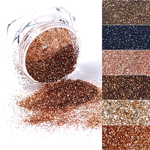 Eseres 6 Boxes Holographic Nails Glitter Powder Nail Art Metallic Shining Flakes Gold Nail Glitter Set For Nails Art Decoration (Gold) #TOP3