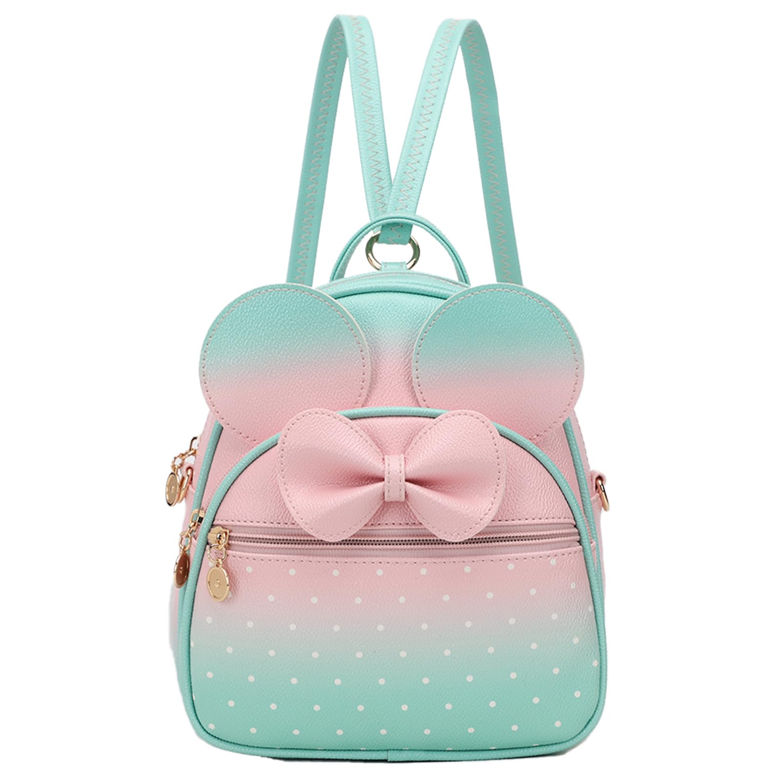 KL928 Girls Mini Backpack Bowknot Polka Dot Cute Small Daypacks Convertible Shoulder Bag Purse for Women