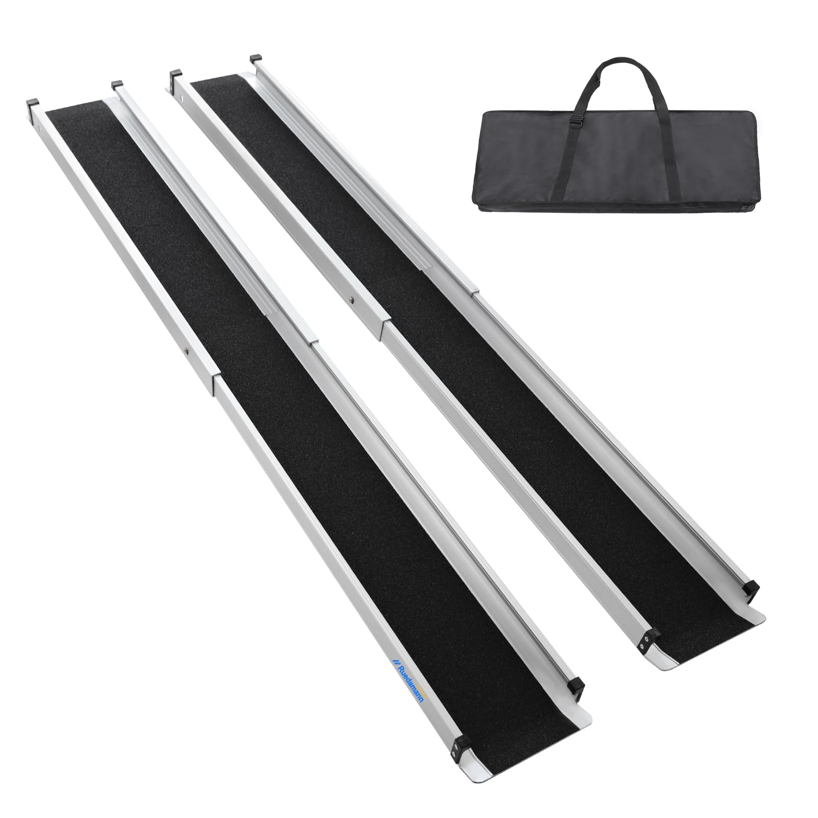 Ruedamann6FT Telescoping Wheelchair Ramp, Usable Width 6.1", 600Lbs Capacity, Adjustable Wheelchair Ramp, Aluminum Non-Skid Ramps for Home, Steps, Stairs, Doorways, Portable Handicap Ramp, 2 Packs