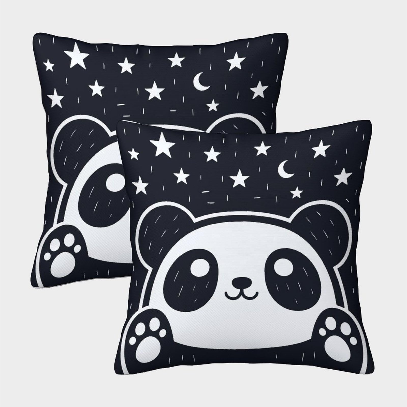 QFVANSIYO Cute Cartoon 3D Printed Panda Pillowcase Microfiber Bedroom Bedding Decor Panda Pillow Cover Soft for Adults Teens 40x40cm