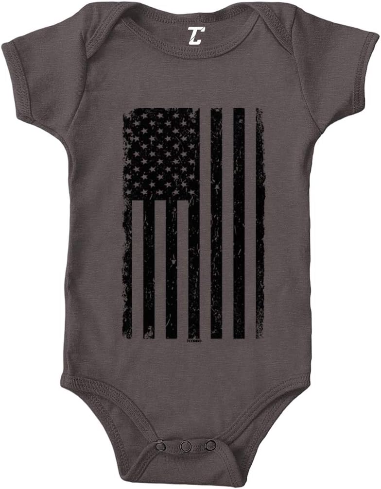 Tcombo Distressed Black American Flag - USA Bodysuit