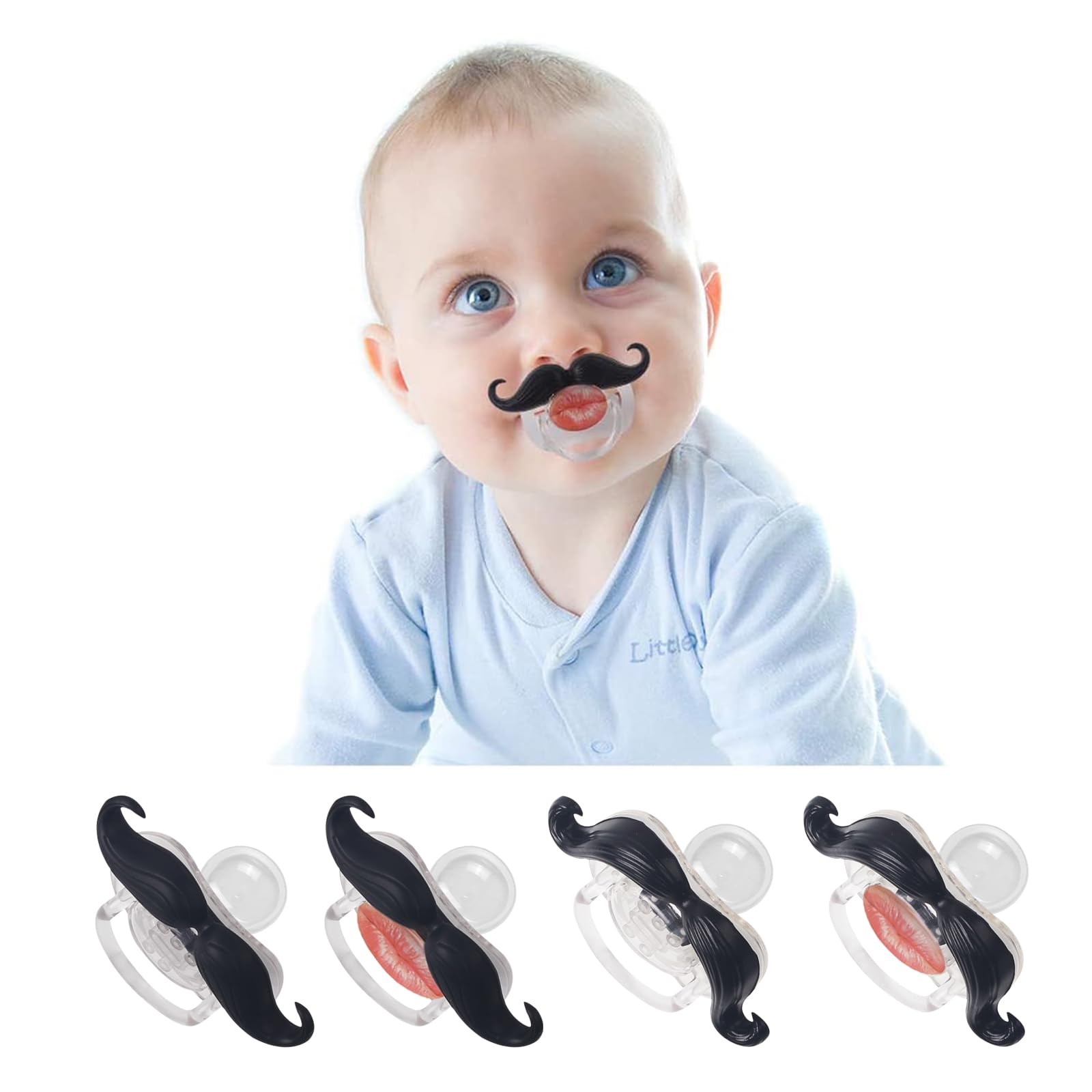 Mustache Pcifiers for Babies 0-6 Months, Newborn Mustache Pacifier,Pacifier with MustacheTeeth Binky,Gift Pacifiers for Boys and Girls (Colors-03)