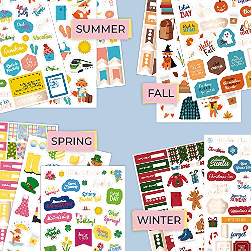 Image of Clever Fox Season Calendar Stickers 600+ Month, Holiday and Season Stickers for Your Planner, Monthly Diary, Calendar, 18 Sheets, Sticker Set Washi Tape (Holiday Package)