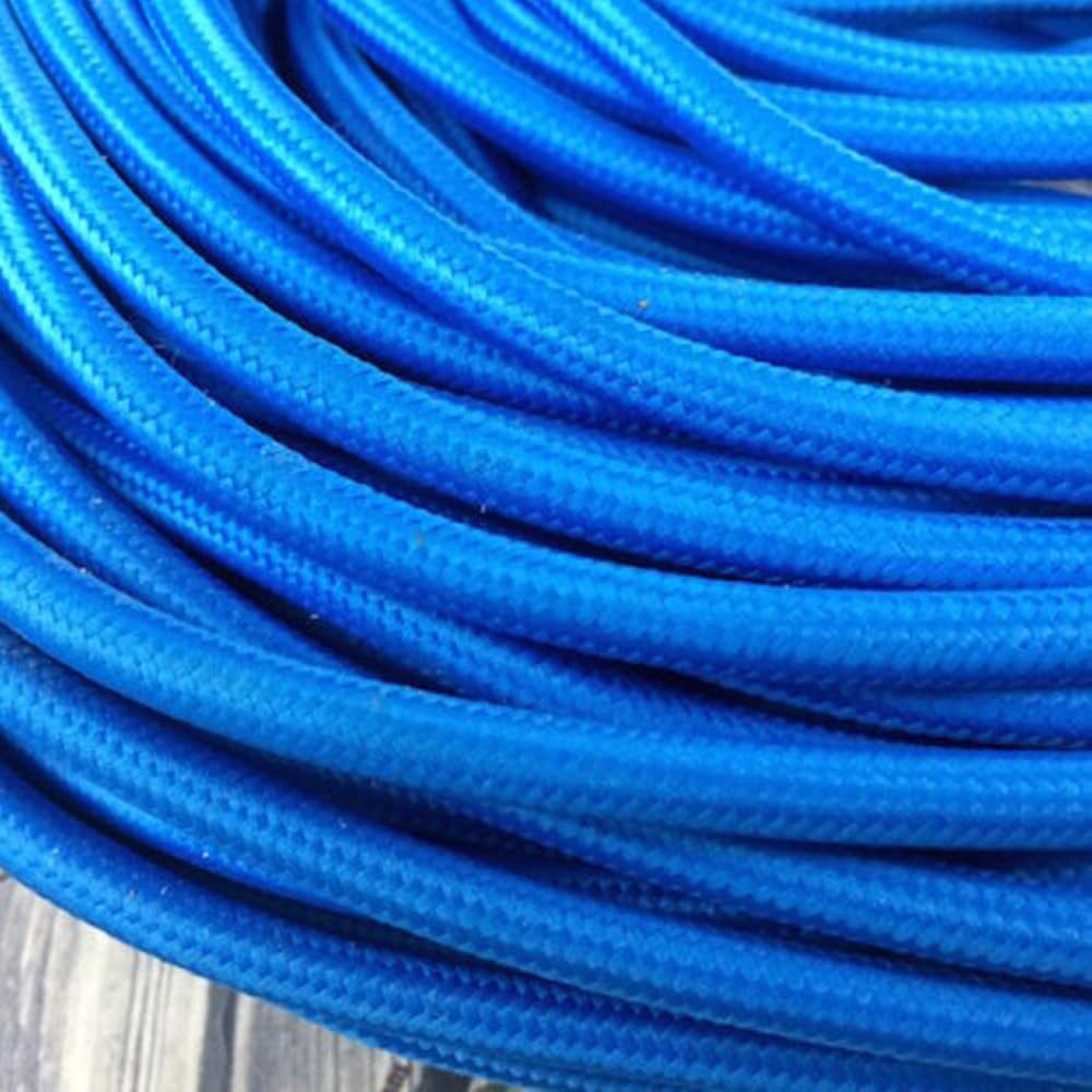 LEDSONE 2m Blue Braided Cable, 2 Core Electrical Wire, Vintage Antique Braided Flex Holder Cable Round Fabric Cloth Lamp Cord for DIY Lamps Industrial Pendant Lights Lighting Appliances (Blue - 2M) โ image 1