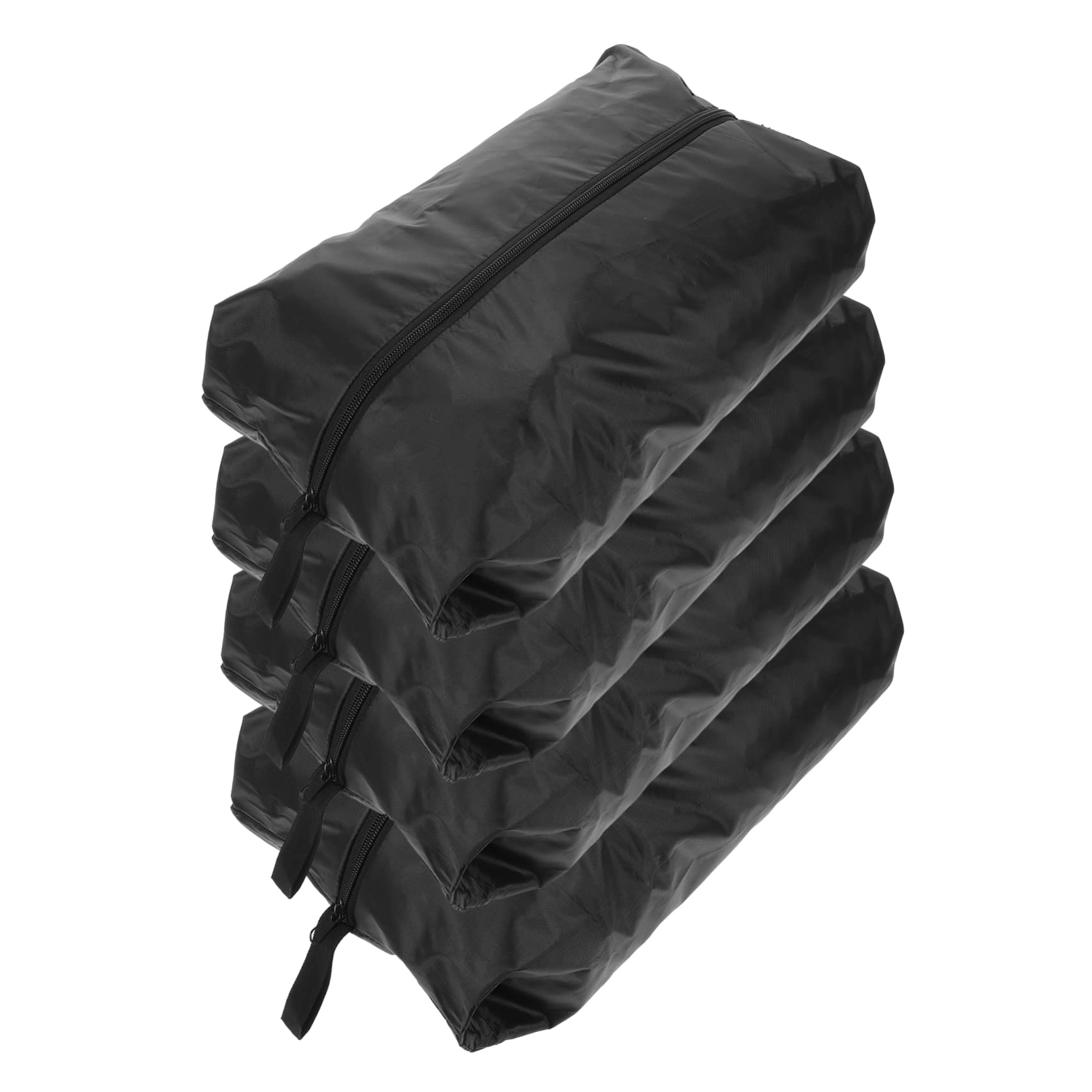 Sacchetti per Vestiti da Viaggio e Sacchetti per Scarpe Impermeabili Chiusura a Zip Portatili e Salvaspazio per Valigia Set da 4 Pezzi Neri per Viaggi Vacanze e Trasferte