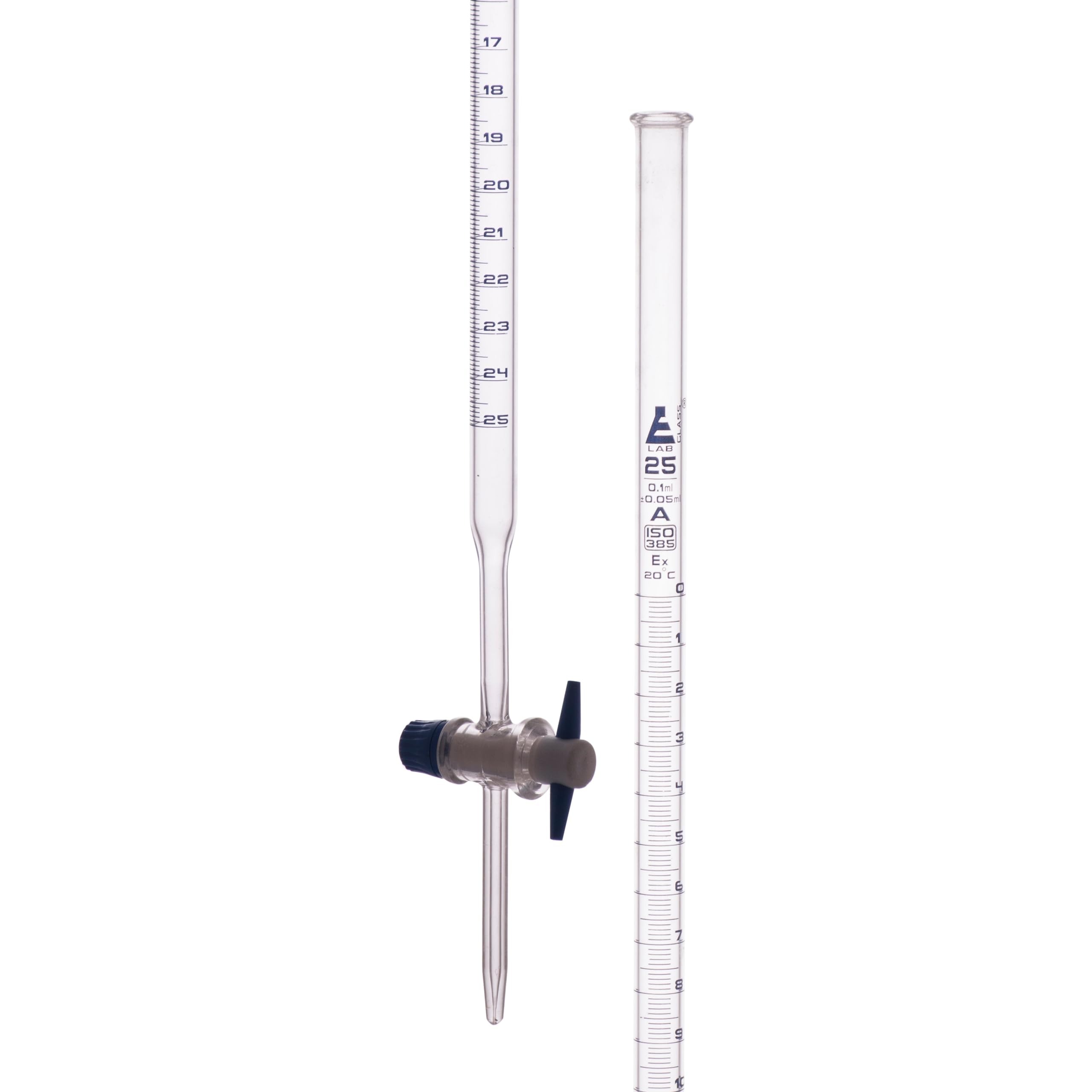 eisco borosilicato bureta, recto Bore, PTFE llave de paso – 25 ml – clase A