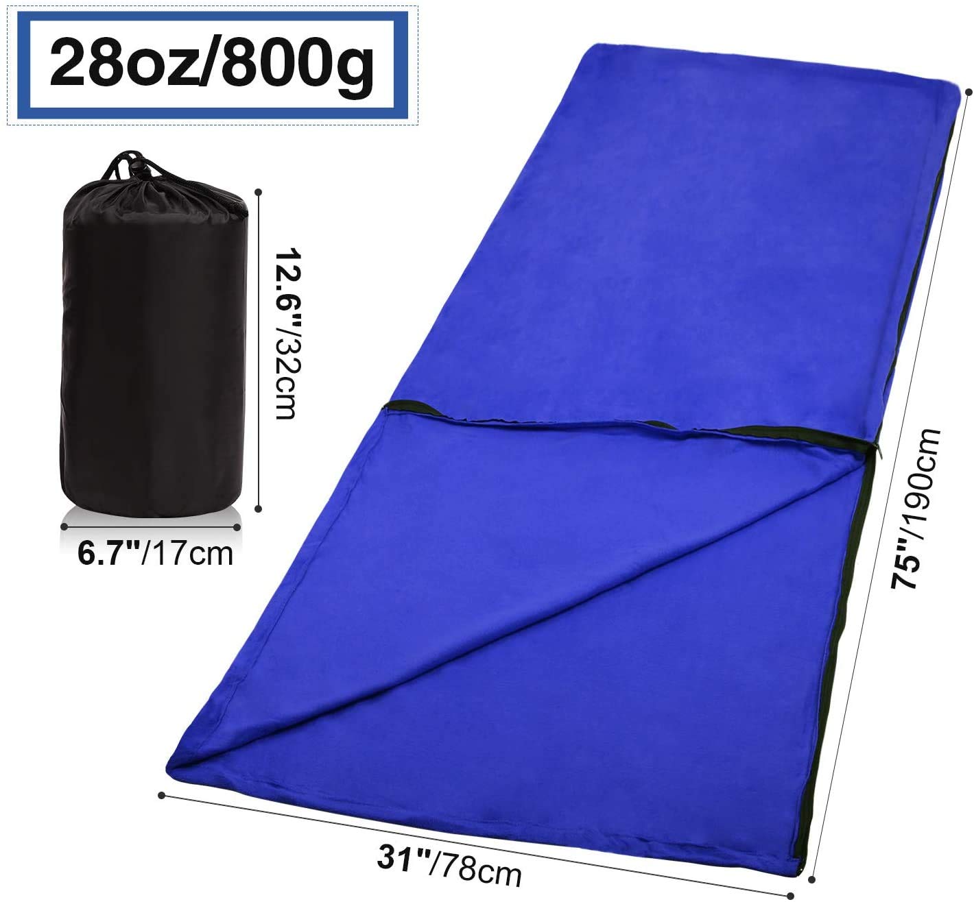 Doublure De Sac De Couchage Polaire - 180x80 Cm, Fermeture éclair, Légère Et Chaude Pour Camping, Randonnée