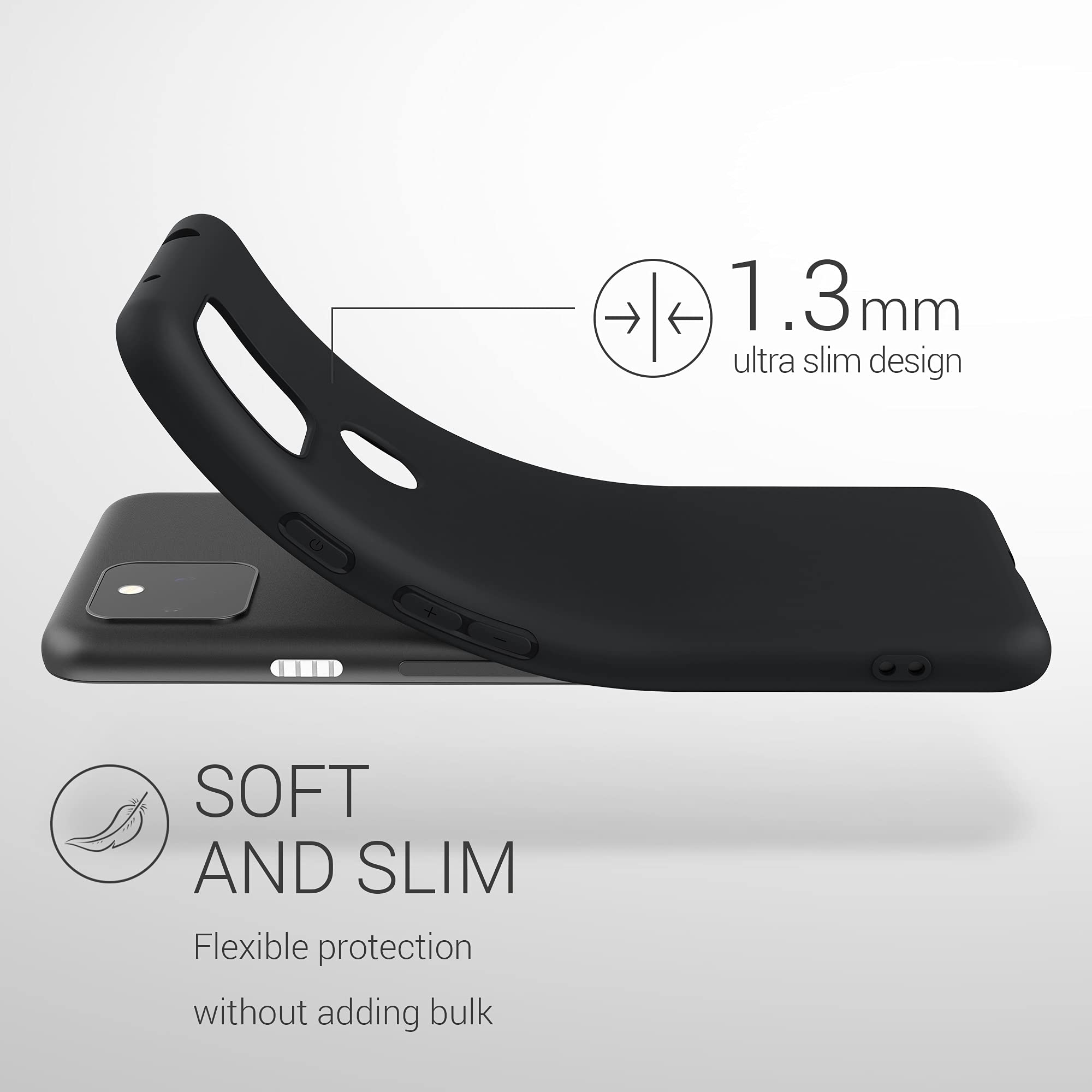 kwmobile Case Compatible with Google Pixel 5a 5G Case - Soft Slim Protective TPU Silicone Cover - Black