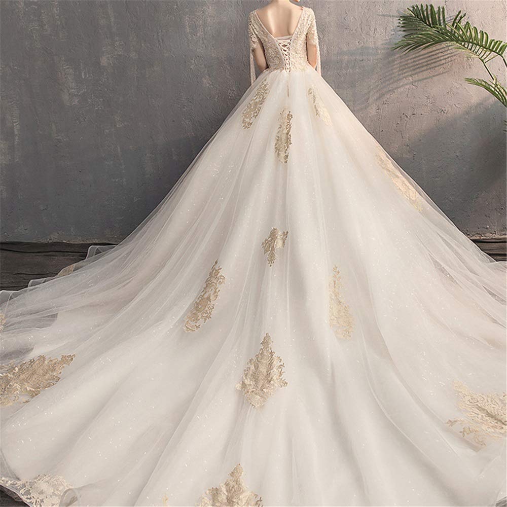 Elegant V-Ausschnitt Kurzarm Chiffon Brautjungfernkleid Lange Abendkleid, Weiß, XL