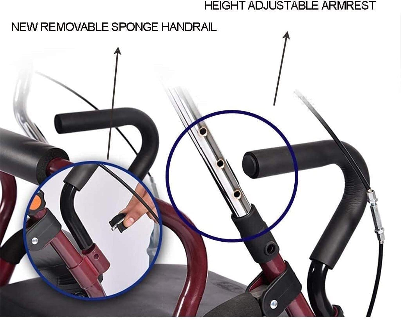 Rollator Walker Rama spacerowa Standardowy chodzik Rollator Regulowany chodzik z siedziskiem Dla osób starszych, niepełnosprawnych i pacjentów o ograniczonej sprawności ruchowej Comfortable