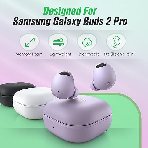 Miniatura 2 de Puntas de espuma viscoelástica para Samsung Galaxy Buds 2 Pro, sin dolor de silicona en las orejas, almohadillas de repuesto antideslizantes, cabe