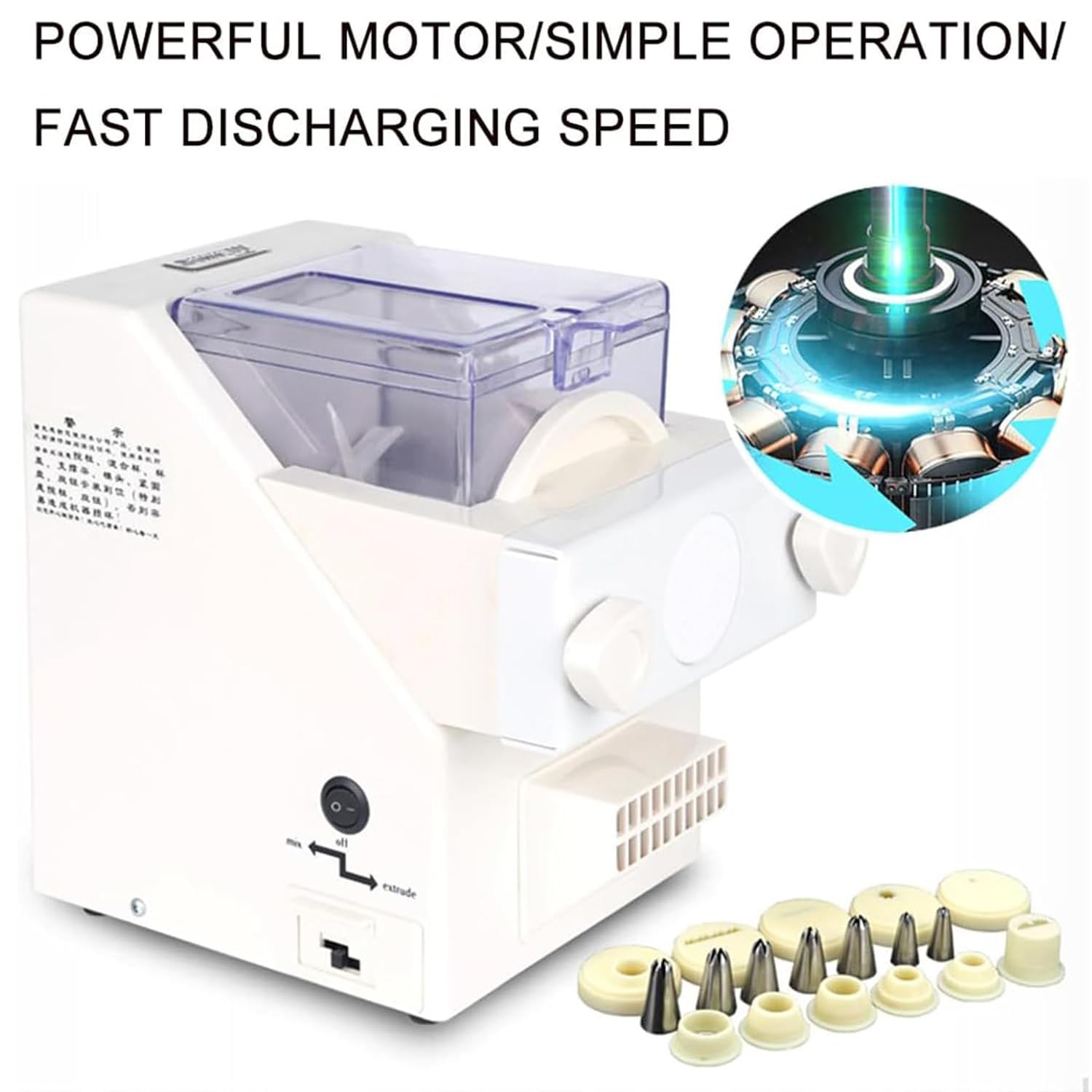 Máquina automática para hacer galletas de 180 W con 8 boquillas, velocidad 50-60 rpm, ideal para tiendas de postres, cocinas y repostería casera