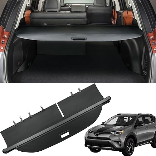 Marretoo Cubierta de carga para Toyota Rav4 2013 2014 2015 2016 2017 2018 para Toyota Rav4 accesorios negro retráctil estilo fábrica SUV maletero