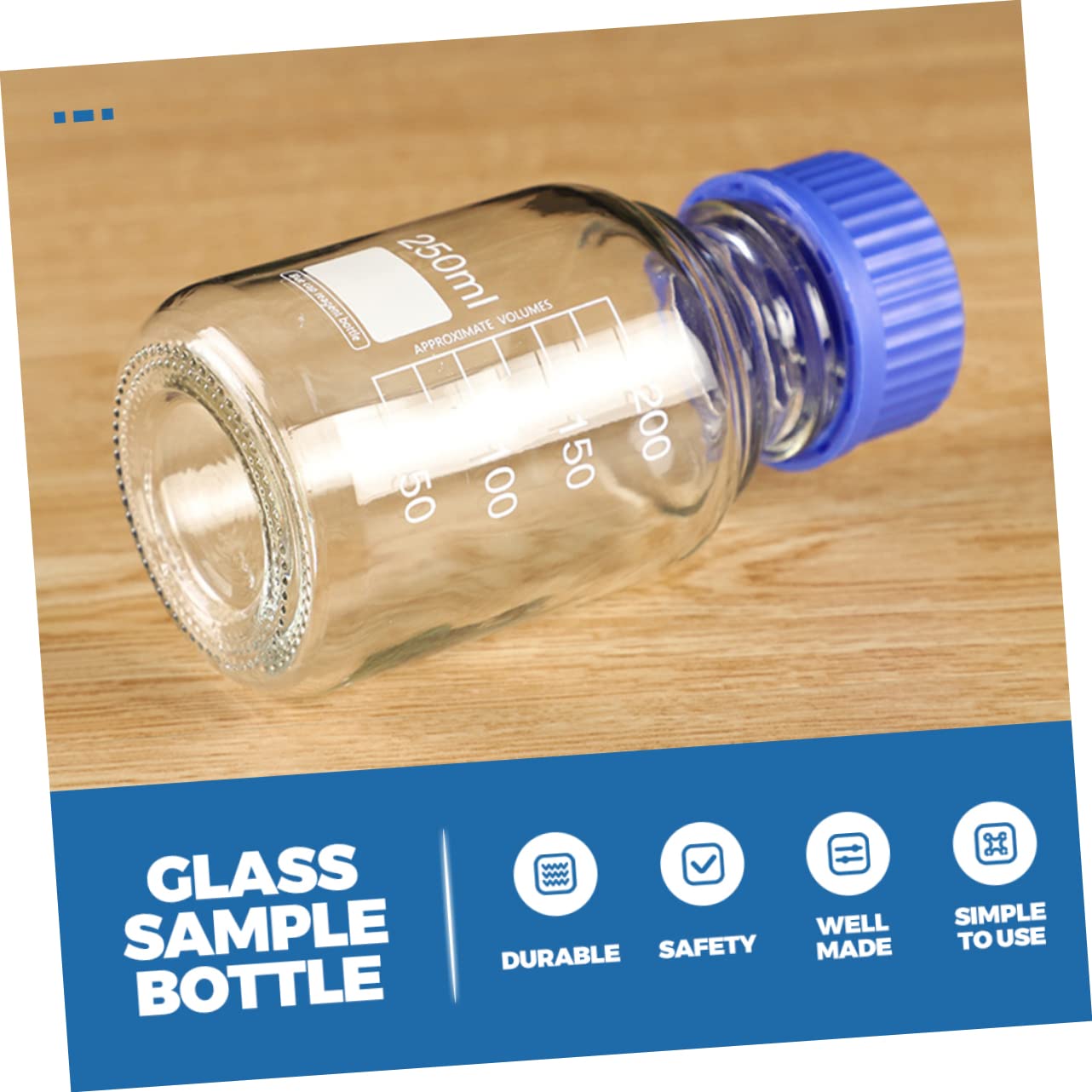 Anneome 3 Stück Glasreagenzflaschen 250ml, Blaue Weithals Flasche