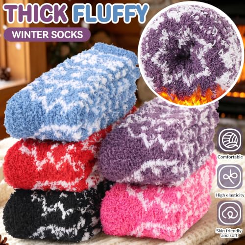 Image of Fuzzy Slipper Socks Thick Fluffy Warm Winter Cozy Plush Soft Sleep Home Socks for Women Men