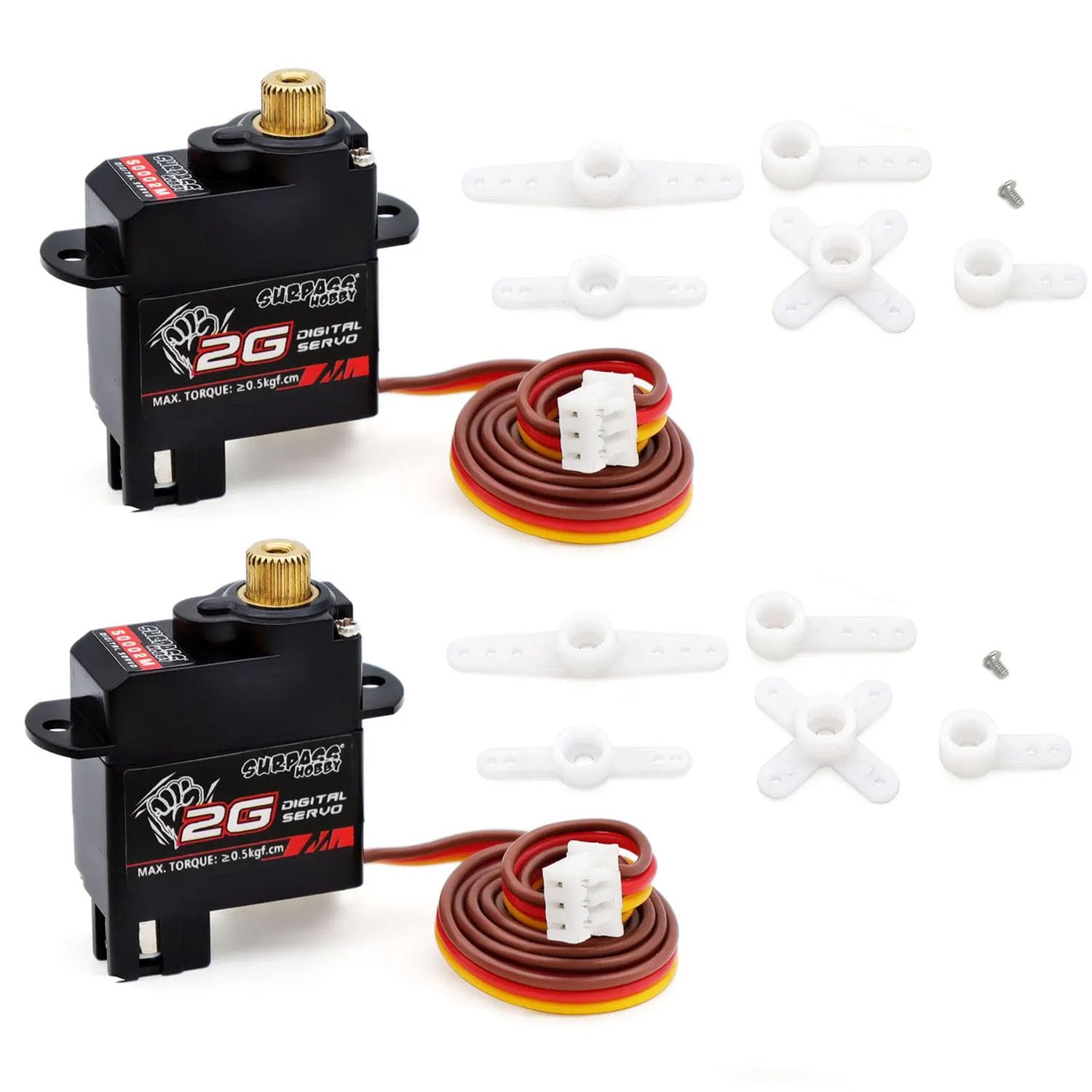 2G Micro Servo Motor Digital Metal Gear Coreless Mini RC Servo for Fixed-Wing Helicopter Airplane Drone RC Car Model Boat Robot(2PCS)