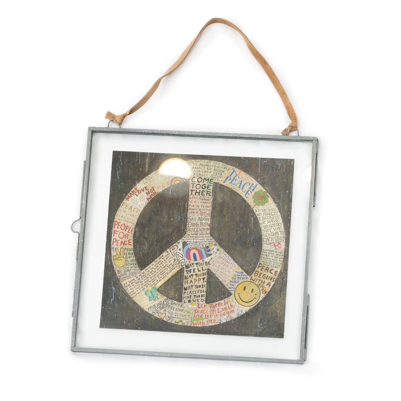 Sugarboo Small Art Poster Frame - Glass and Metal Frame with Brown Suede Hanging Strip, 10