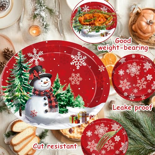 30 PCS Christmas Oval Paper Plates, Large 9" x 11" Disposable Serving Platters, Snowman & Snowflake Holiday Plates for Xmas Parties, Winter Events & Festive Table Decor – Image 4