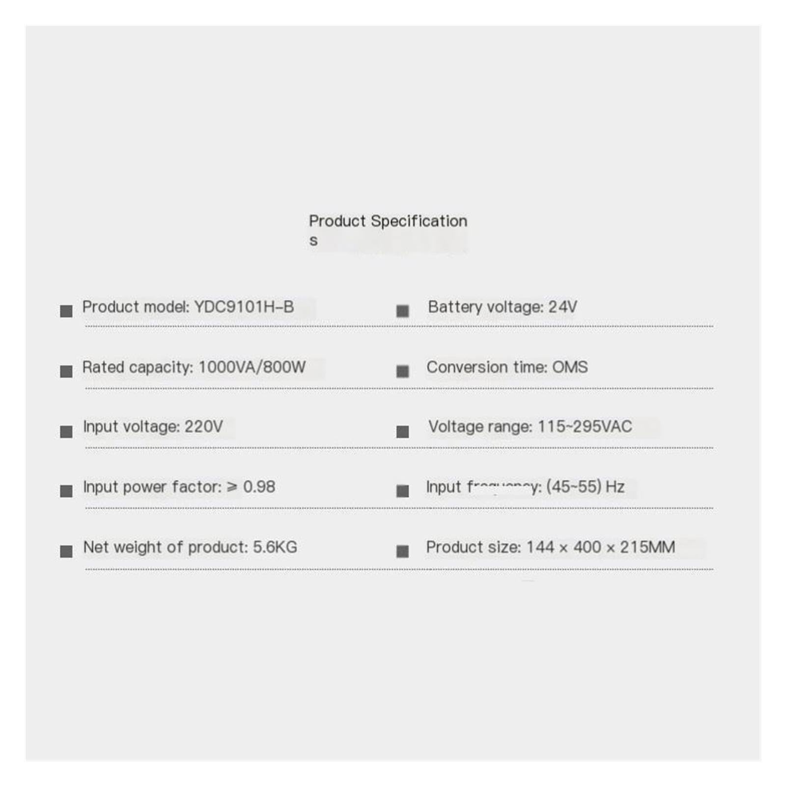 Alimentación ininterrumpida de UPS en línea, 1000VA 900W YDC9101H