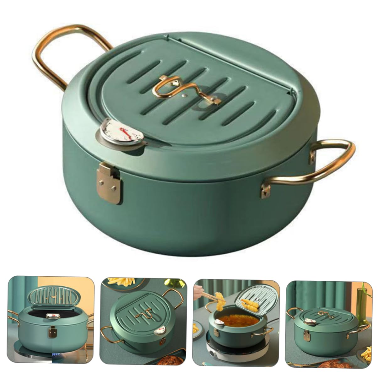 HAKIDZEL Japanese Style Deep Fryer Pot Basket Drainer Rack Nonstick Fryer Pan for Oil Drip